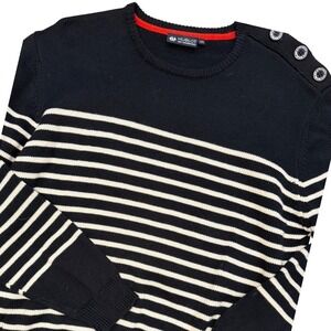 Hublot Mode Marine Striped Sweater Mens XXL Navy Black Nautical Button Shoulder